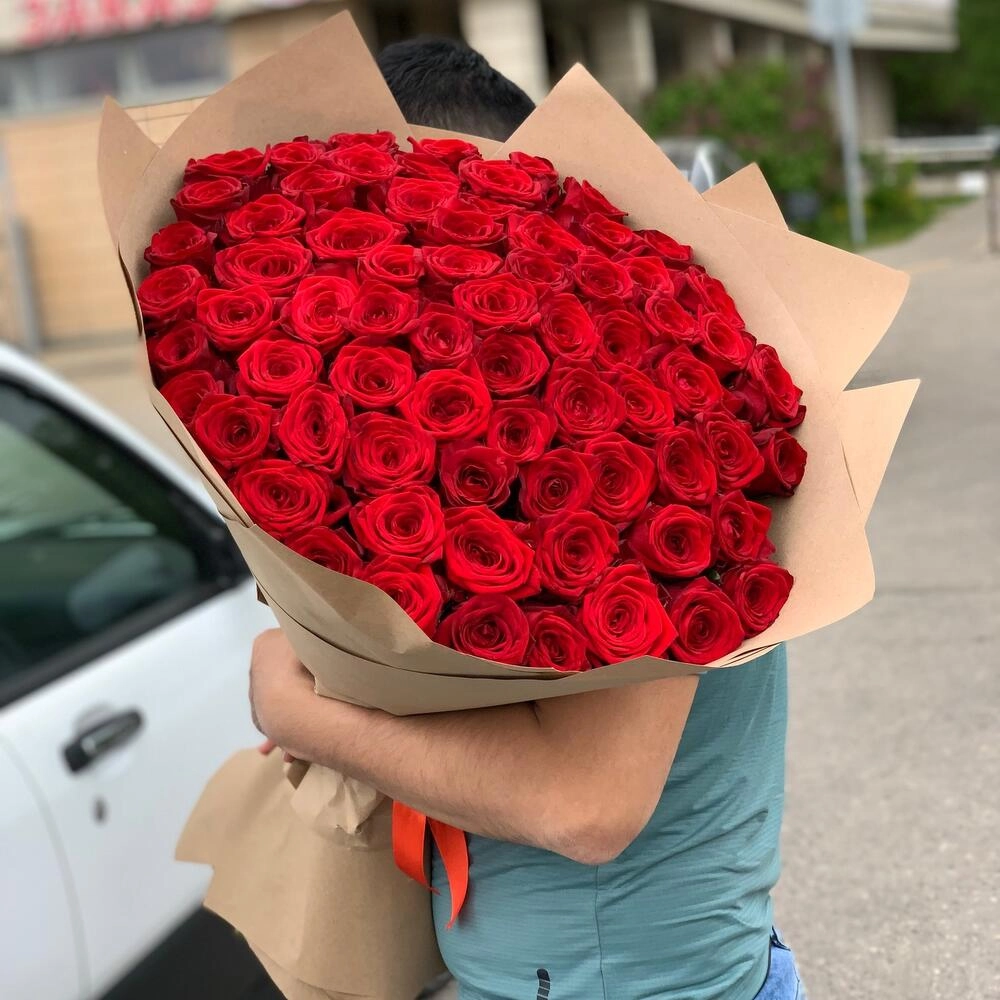101 qırmızı roza buketi