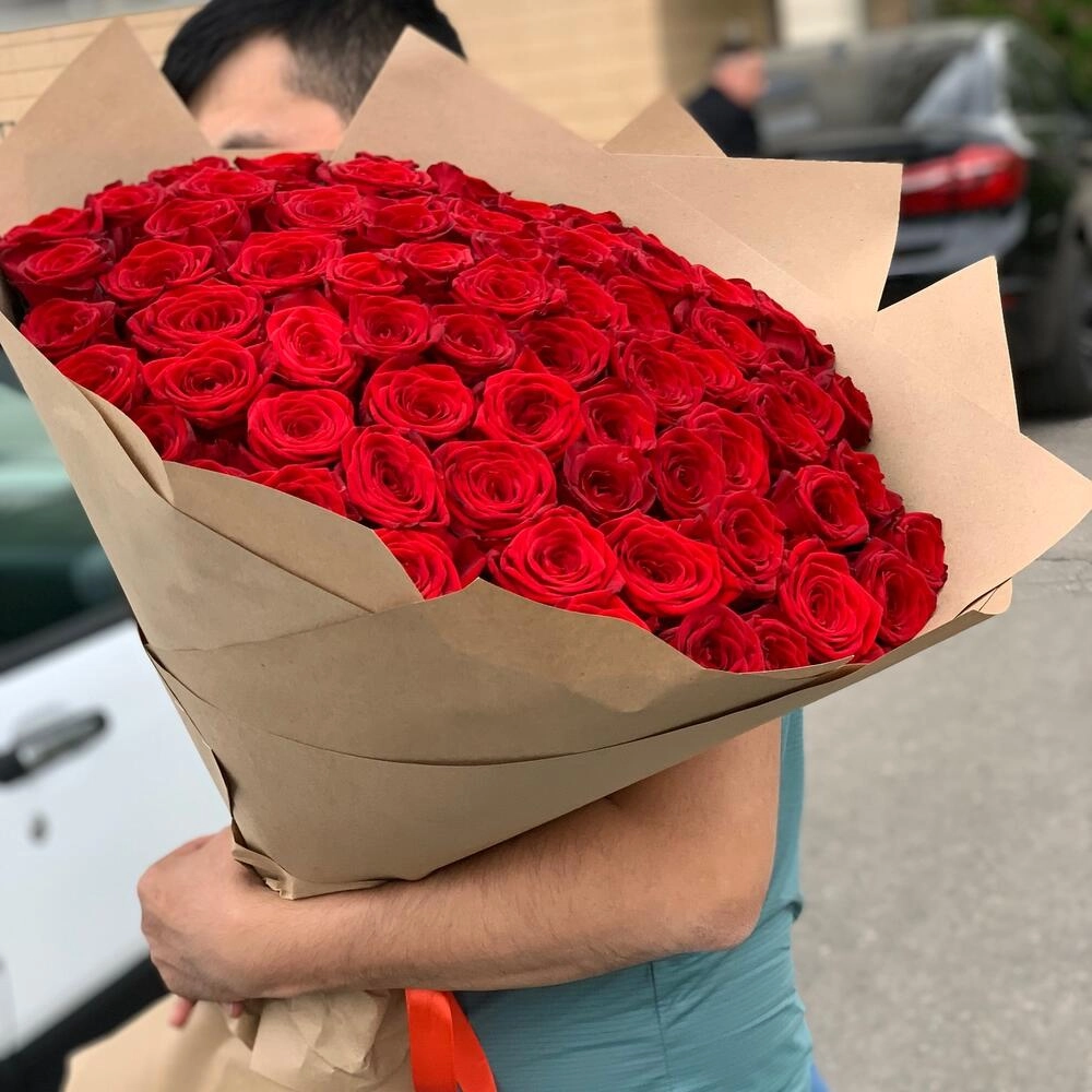 101 qırmızı roza buketi