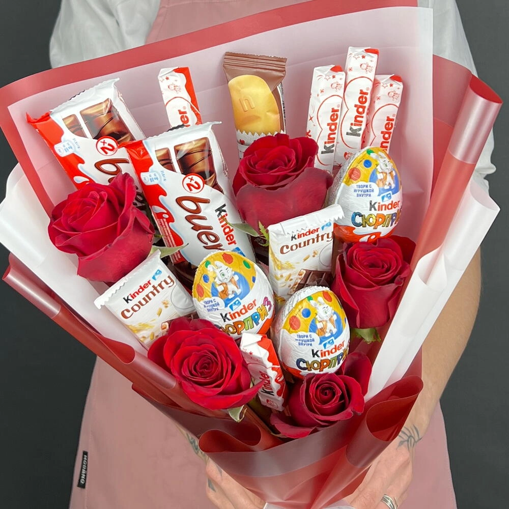 Kinder qızılgül buketi