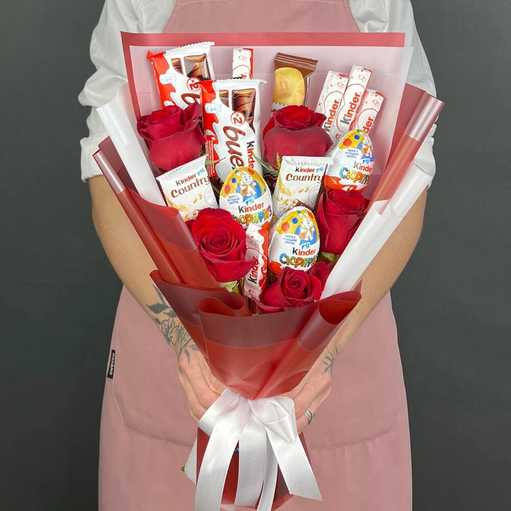 Kinder qızılgül buketi Buketlər - Image 2