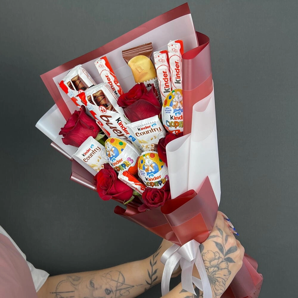 Kinder qızılgül buketi Buketlər - Image 4