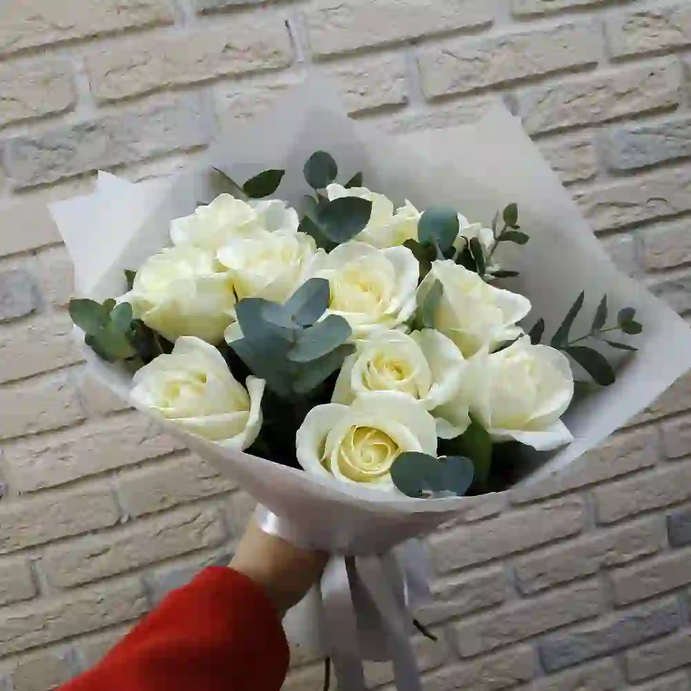 Ağ roza evkalip yarpağı ilə