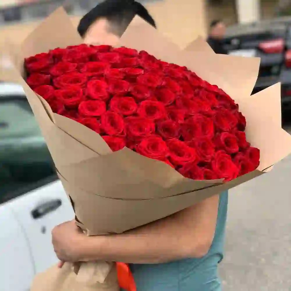 101 qırmızı roza buketi