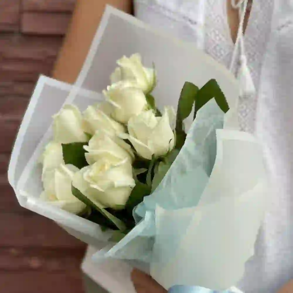9 ədəd ağ roza