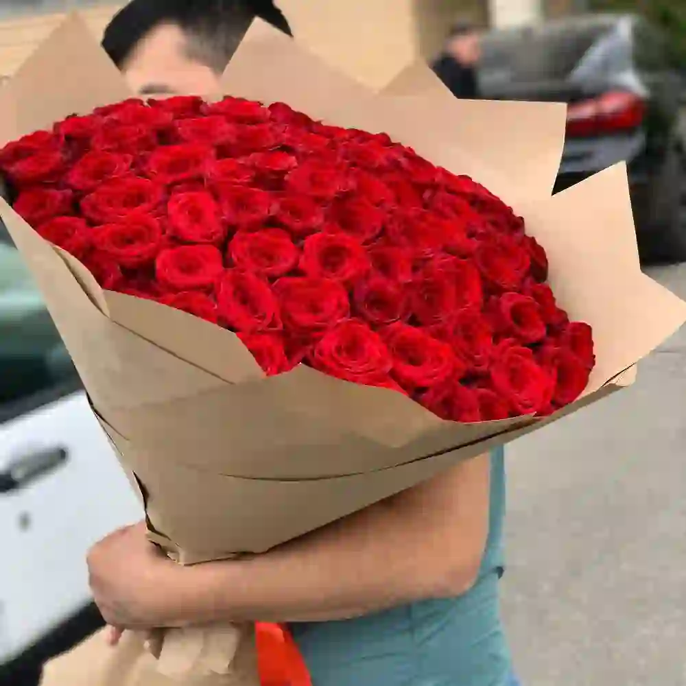 101 qırmızı roza buketi